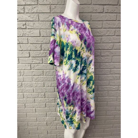 Simple Vera Women Short Sleeve Tie Dye T-Shirt Dress Size M - Picture 5 of 11
